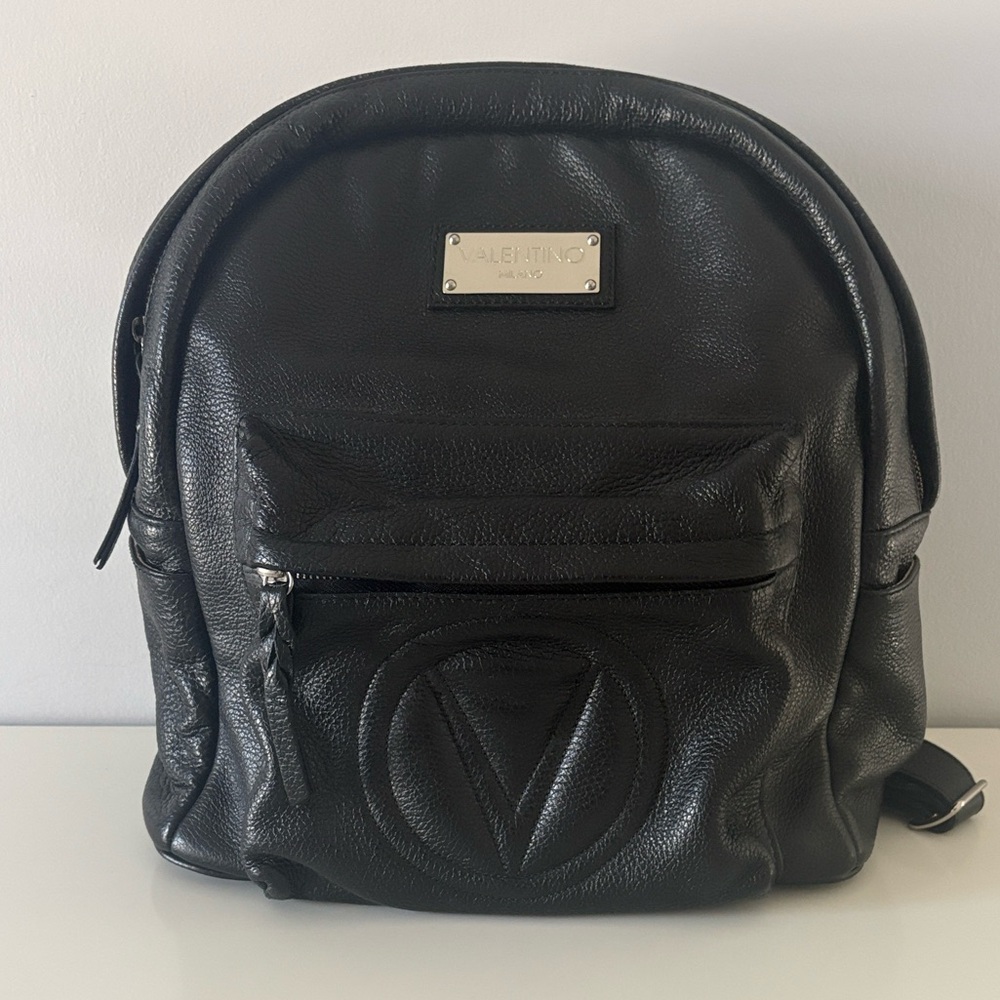 Valentino by Mario Valentino Authentic Black Pebbled Leather Backpack